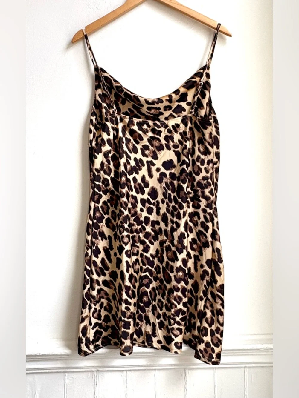 MEOW Sexy draped little leopard print nightie mini nightgown Night SLIP L - Picture 3 of 3
